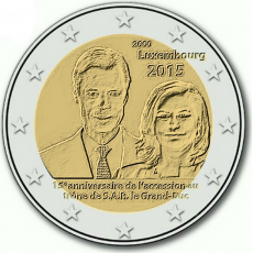 Luxemburgo 2€  15º Aniv. Ascenção ao Trono do Grão Duque Henri 2015 